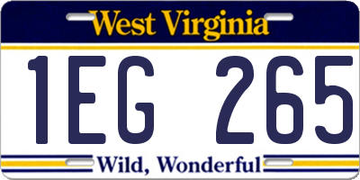 WV license plate 1EG265
