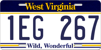WV license plate 1EG267