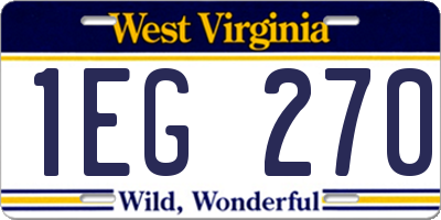 WV license plate 1EG270