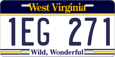 WV license plate 1EG271