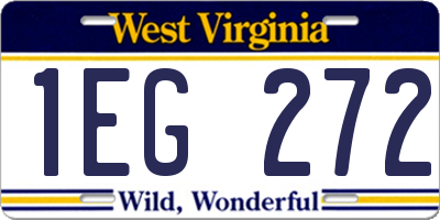 WV license plate 1EG272