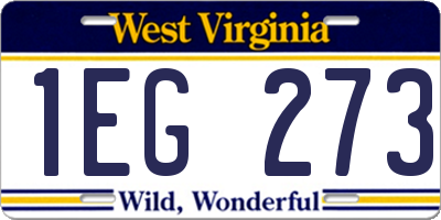 WV license plate 1EG273