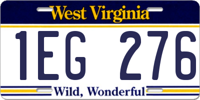 WV license plate 1EG276