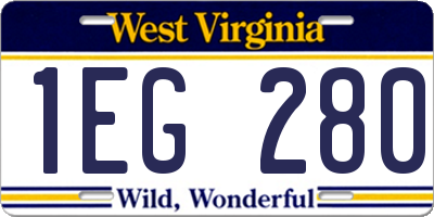 WV license plate 1EG280