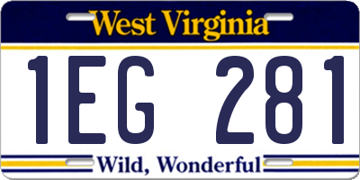 WV license plate 1EG281