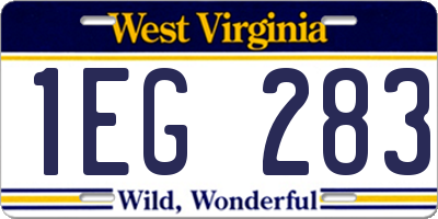 WV license plate 1EG283