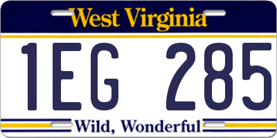 WV license plate 1EG285
