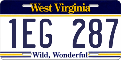 WV license plate 1EG287