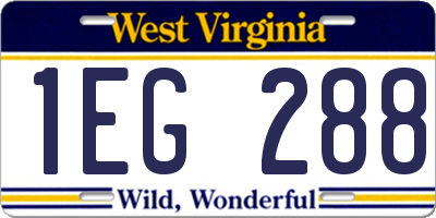 WV license plate 1EG288