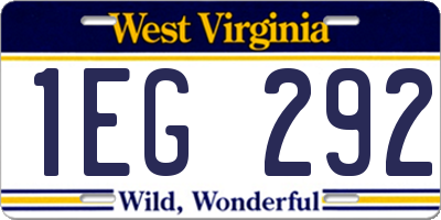 WV license plate 1EG292