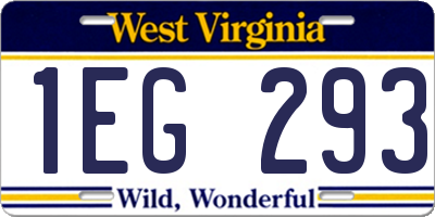 WV license plate 1EG293