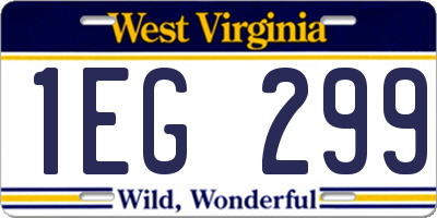 WV license plate 1EG299