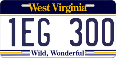 WV license plate 1EG300