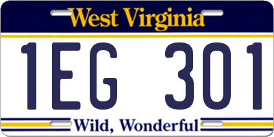 WV license plate 1EG301