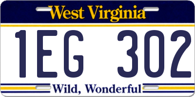 WV license plate 1EG302