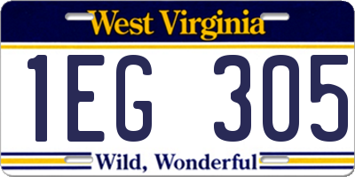 WV license plate 1EG305