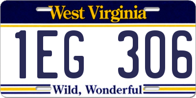 WV license plate 1EG306
