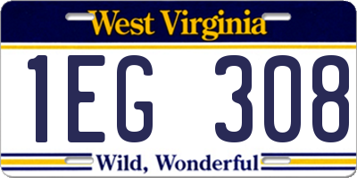 WV license plate 1EG308