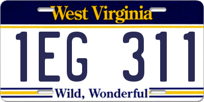 WV license plate 1EG311