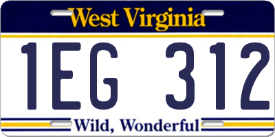 WV license plate 1EG312