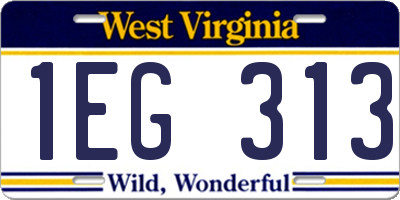 WV license plate 1EG313