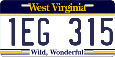WV license plate 1EG315
