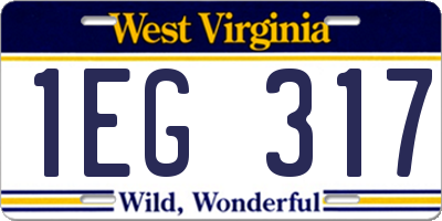 WV license plate 1EG317
