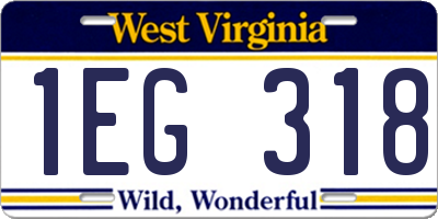 WV license plate 1EG318