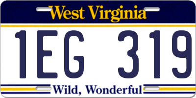 WV license plate 1EG319
