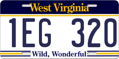 WV license plate 1EG320