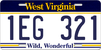 WV license plate 1EG321