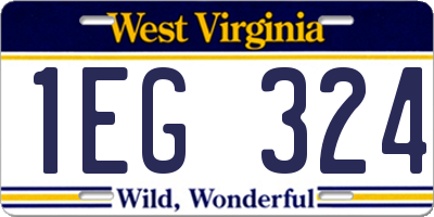 WV license plate 1EG324