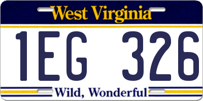 WV license plate 1EG326