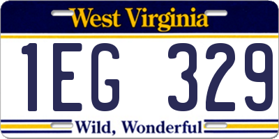 WV license plate 1EG329