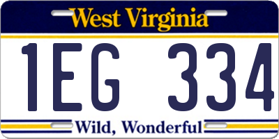 WV license plate 1EG334