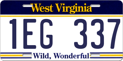 WV license plate 1EG337