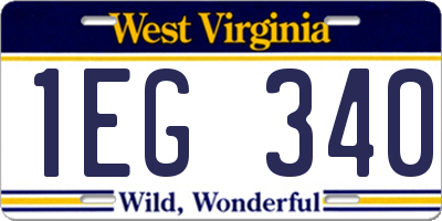 WV license plate 1EG340