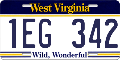 WV license plate 1EG342