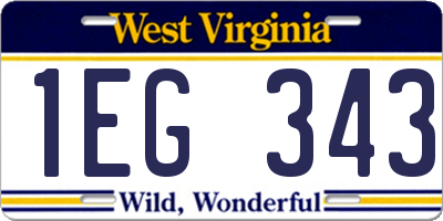 WV license plate 1EG343