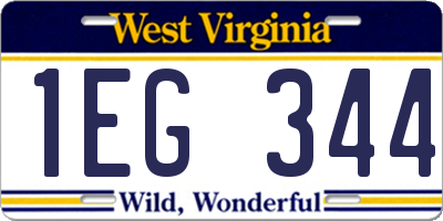 WV license plate 1EG344