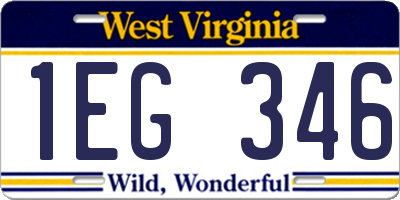 WV license plate 1EG346