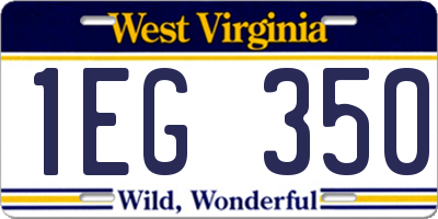 WV license plate 1EG350