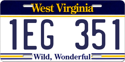 WV license plate 1EG351