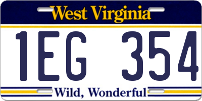 WV license plate 1EG354