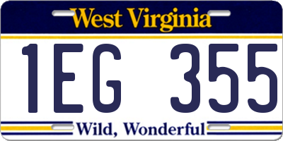 WV license plate 1EG355
