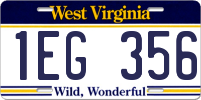 WV license plate 1EG356