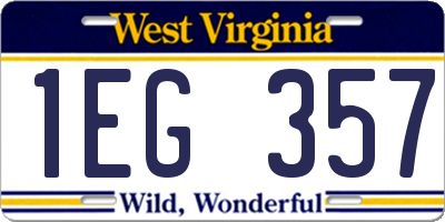 WV license plate 1EG357