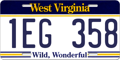 WV license plate 1EG358
