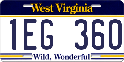 WV license plate 1EG360
