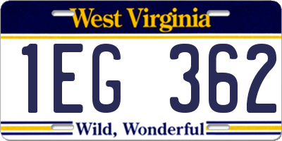 WV license plate 1EG362